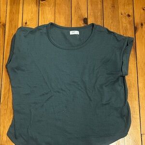 47 Dark Green Ribbed Knit Top